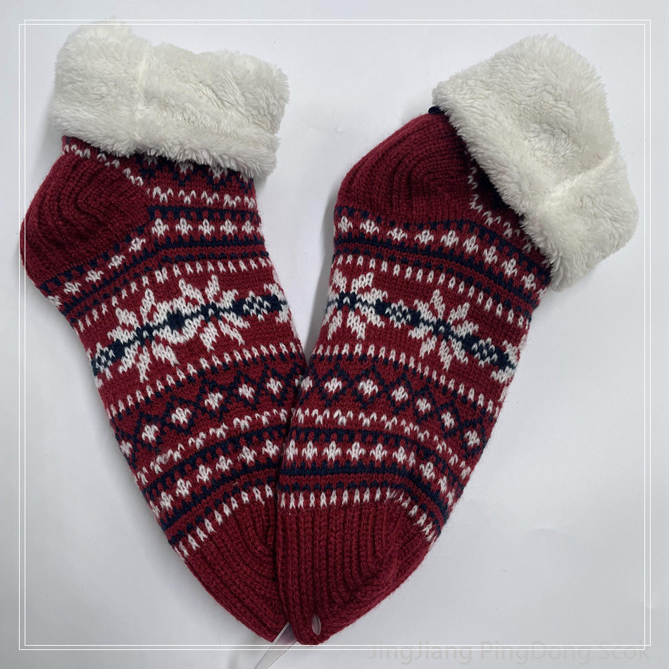 Wholesale double layer cotton fleece Sherpa socks adult indoor sock knitted thermal sock 