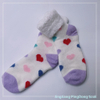 Wholesale hot sale long feather yarn double layer cosy sock heart design home sock fashion women