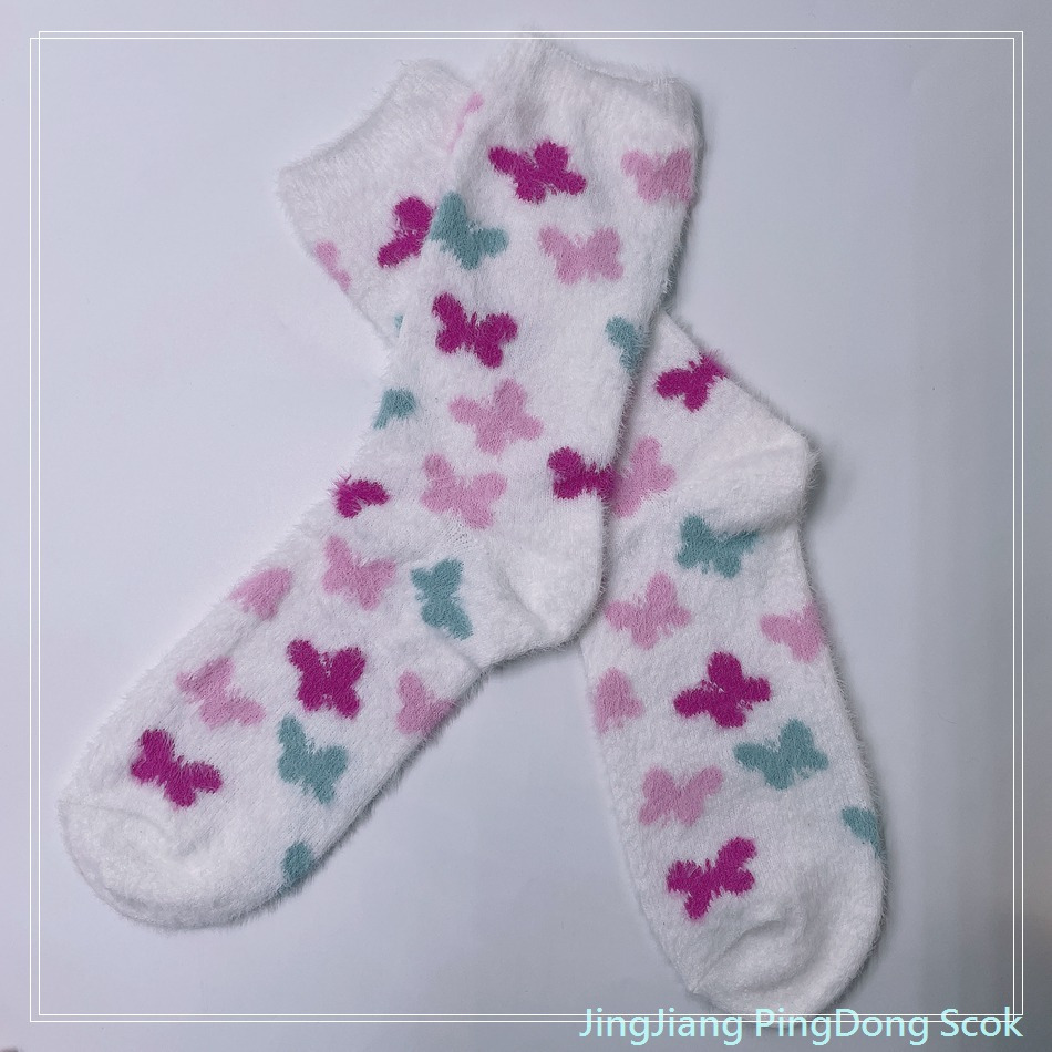 Wholesale hot sale long fleece cosy sock knitted cosy socks fashion warm women sock 