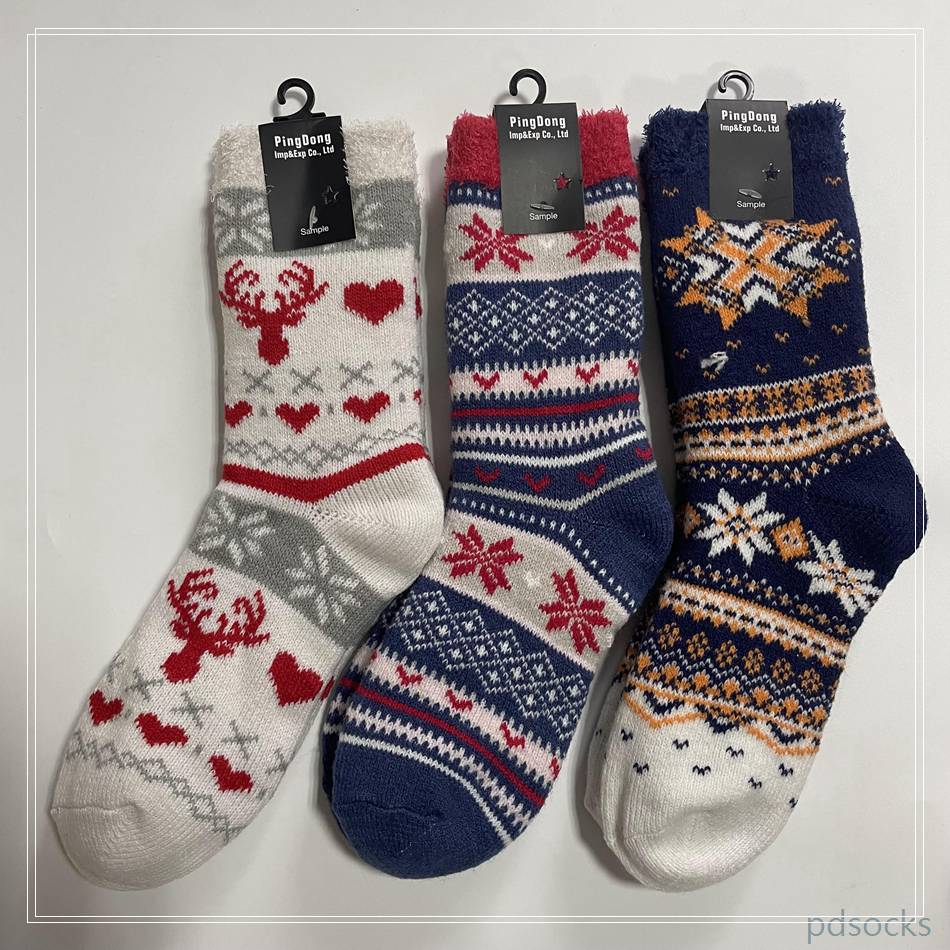 Custom and sell double knit thick socks home double layer indoor socks women socks 