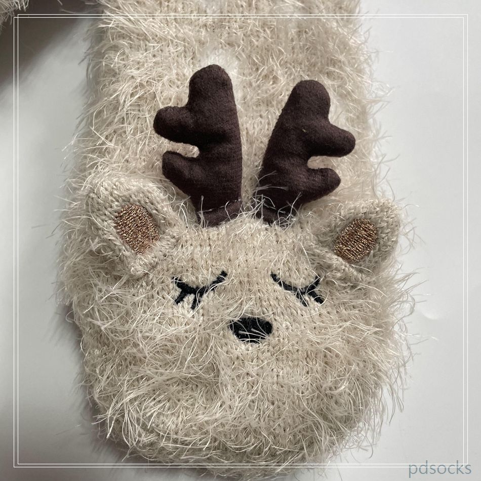 wholesale long fluffy yarn carton 3D sherpa socks double layer home socks non-slip winter floor socks 
