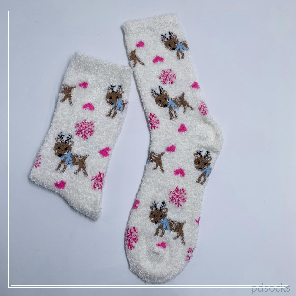 Wholesale long feather yarn Cosy Socks Home Socks fuzzy sock deer