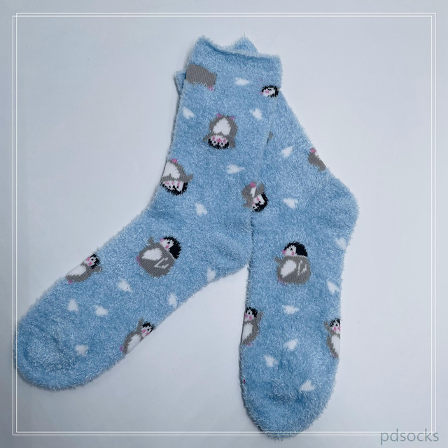 Wholesale long feather yarn Cosy Socks Home Socks fuzzy sock penguin