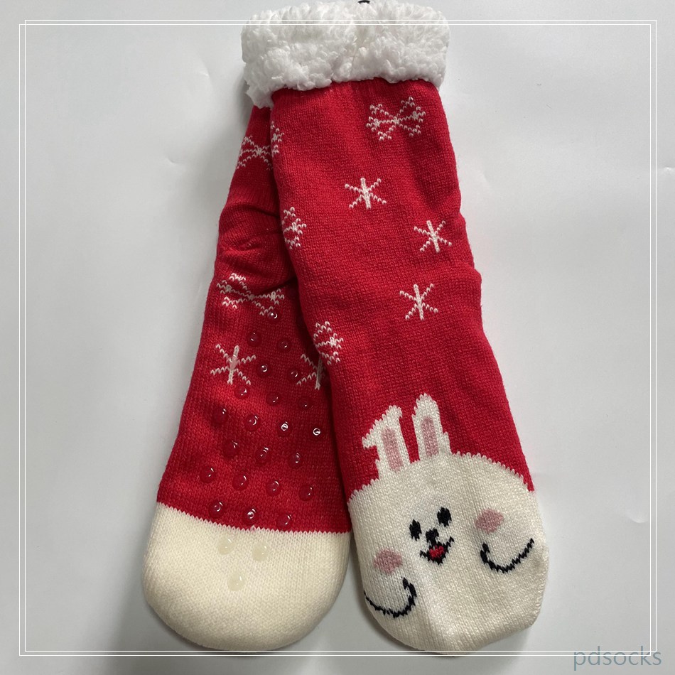 Wholesale thick knitted home socks snowman Cosy Double Layer Floor Socks Hot sale 