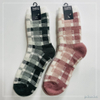 Custom plaid knitted cotton wool lining thick socks double layer sock women sock 
