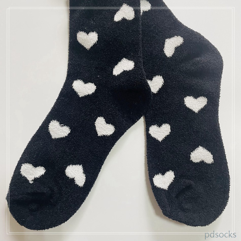 Customized hot sale heart cosy sock fuzzy home sock women sock kids sock 