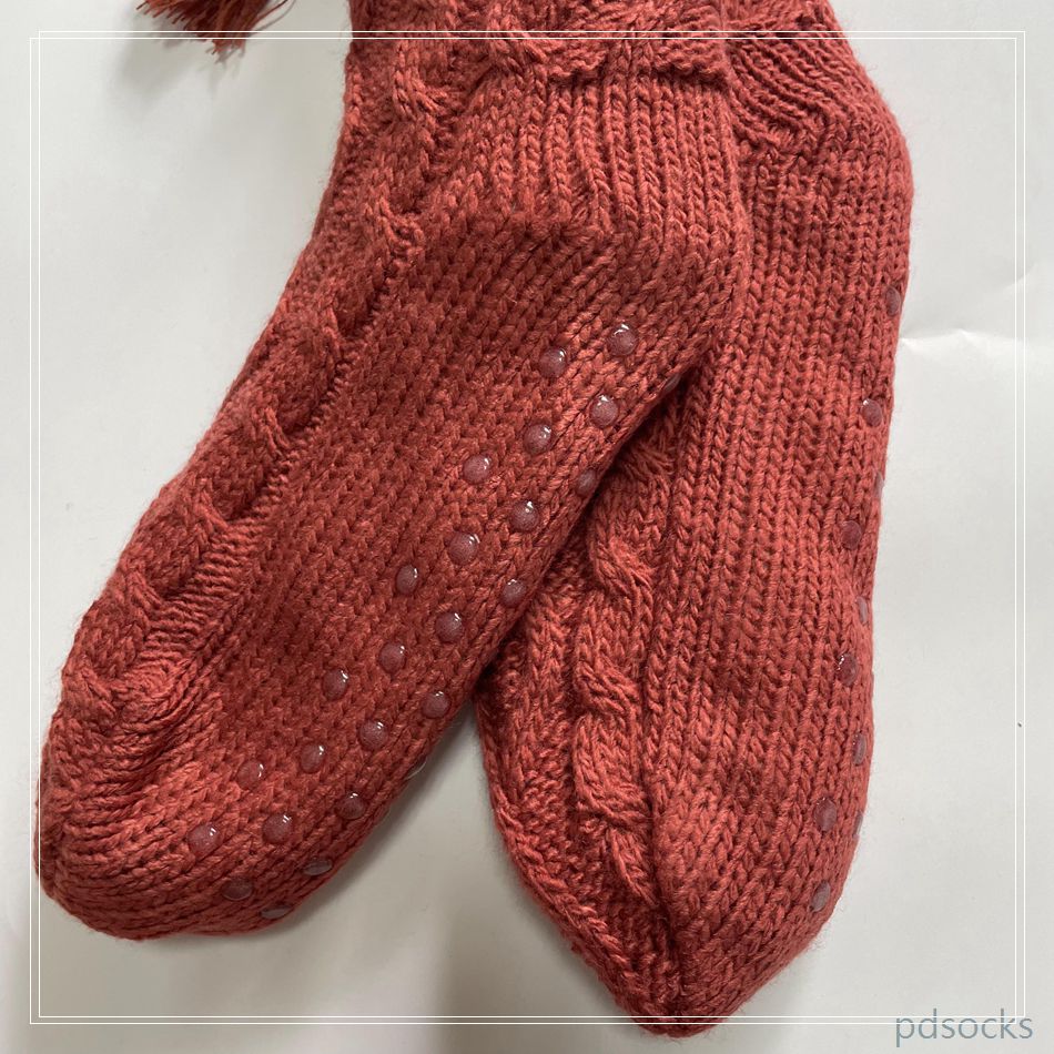 HOT sale cable Knitted Slipper Home Socks Cosy Double Layer Thick Warm Sock cosy sock 