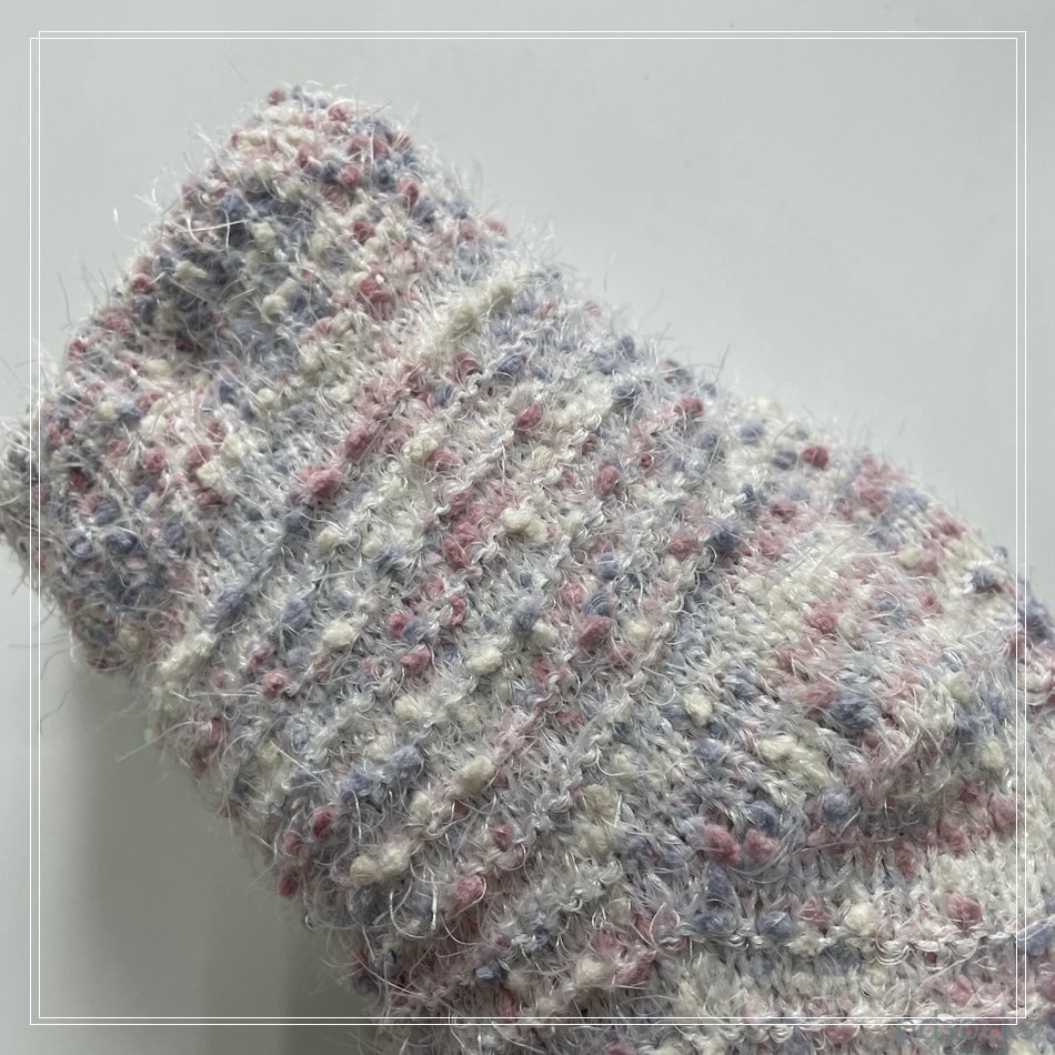 Wholesale long feather yarn and popcorn cosy Knitted Slipper Home Socks Cosy Double Layer Thick Warm Sock cosy sock 
