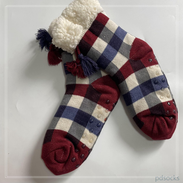 Wholesale knitted Sherpa sock kids home sock sleep knitted warm sock non-slipper floor socks