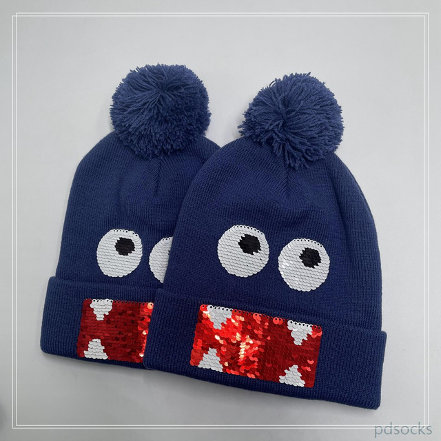 New warm kids cute knitted hat tuque cap accept custom 