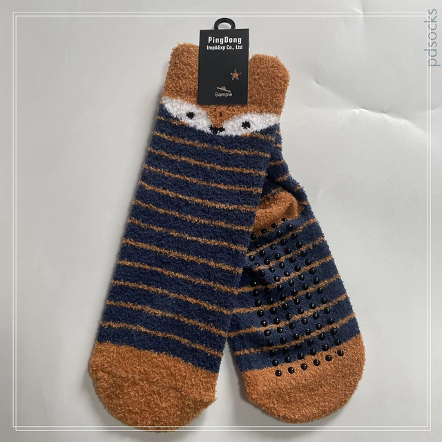 Wholesale kids non-slip cosy socks home sock cosy sock stripe cartoon cute child cosy socks 