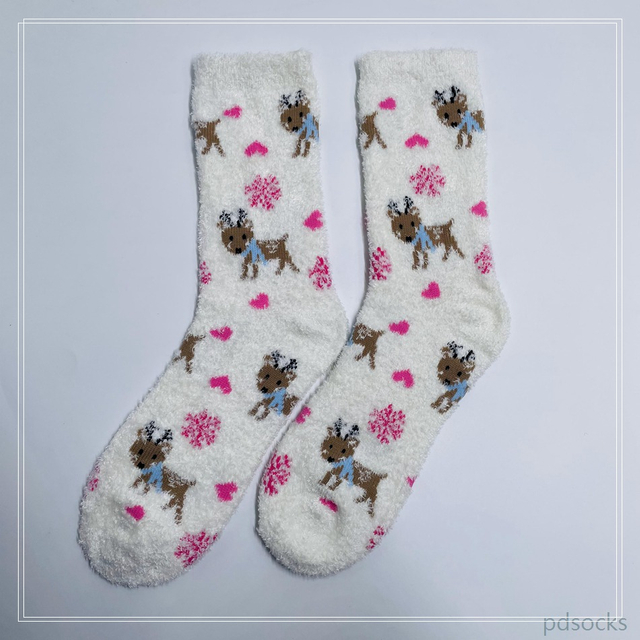 Wholesale long feather yarn Cosy Socks Home Socks fuzzy sock deer