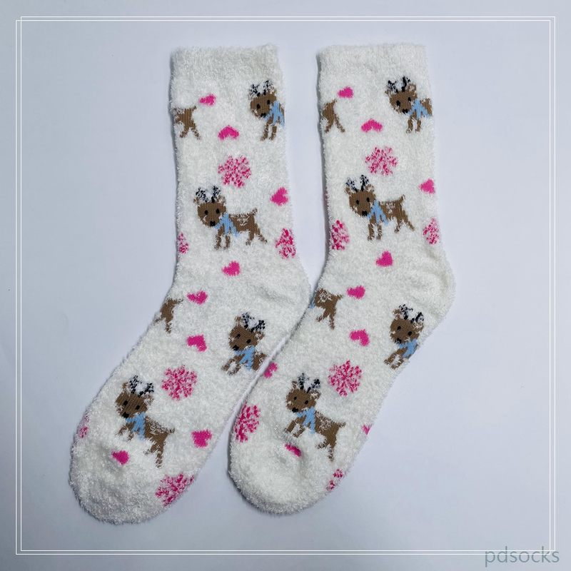 Wholesale long feather yarn Cosy Socks Home Socks fuzzy sock deer