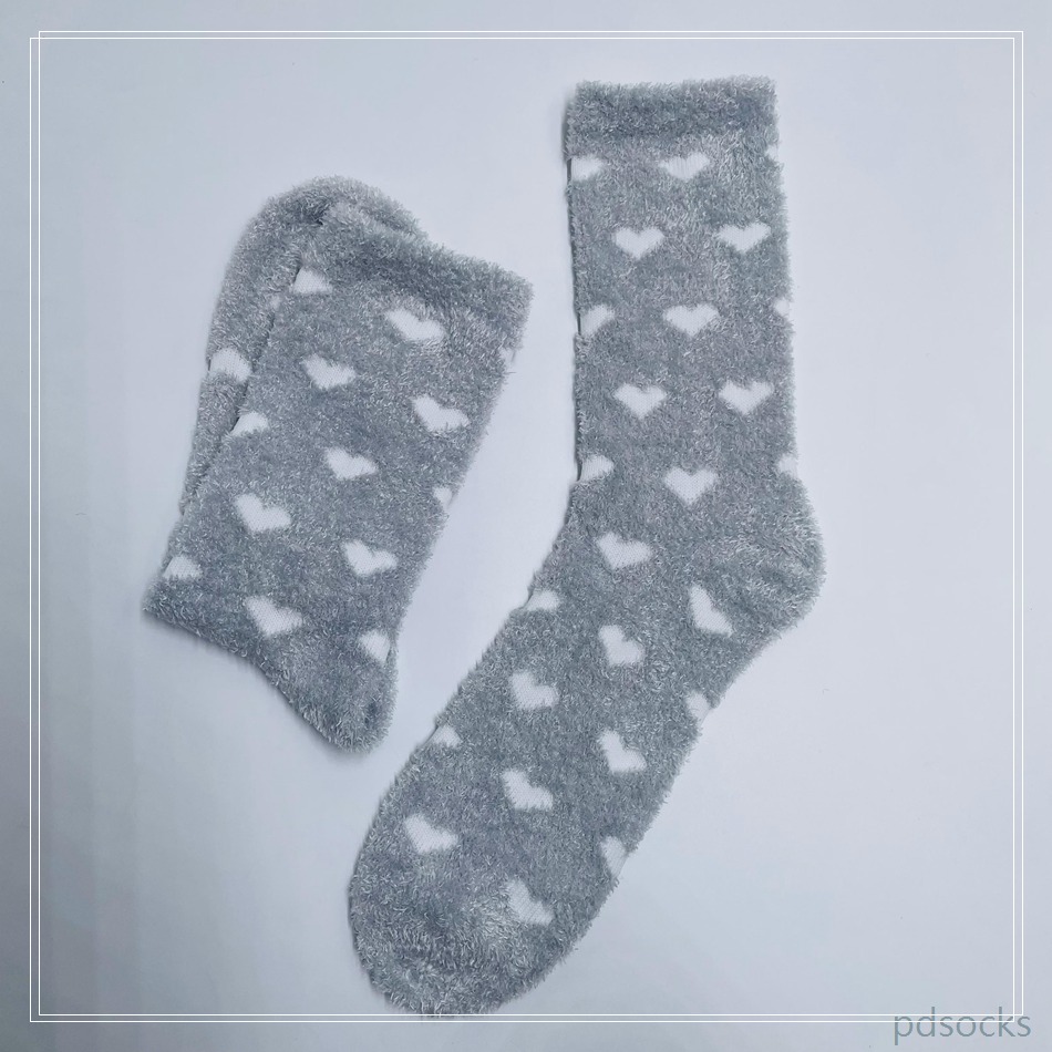 Wholesale long feather yarn Cosy Socks Home Socks fuzzy sock heart 