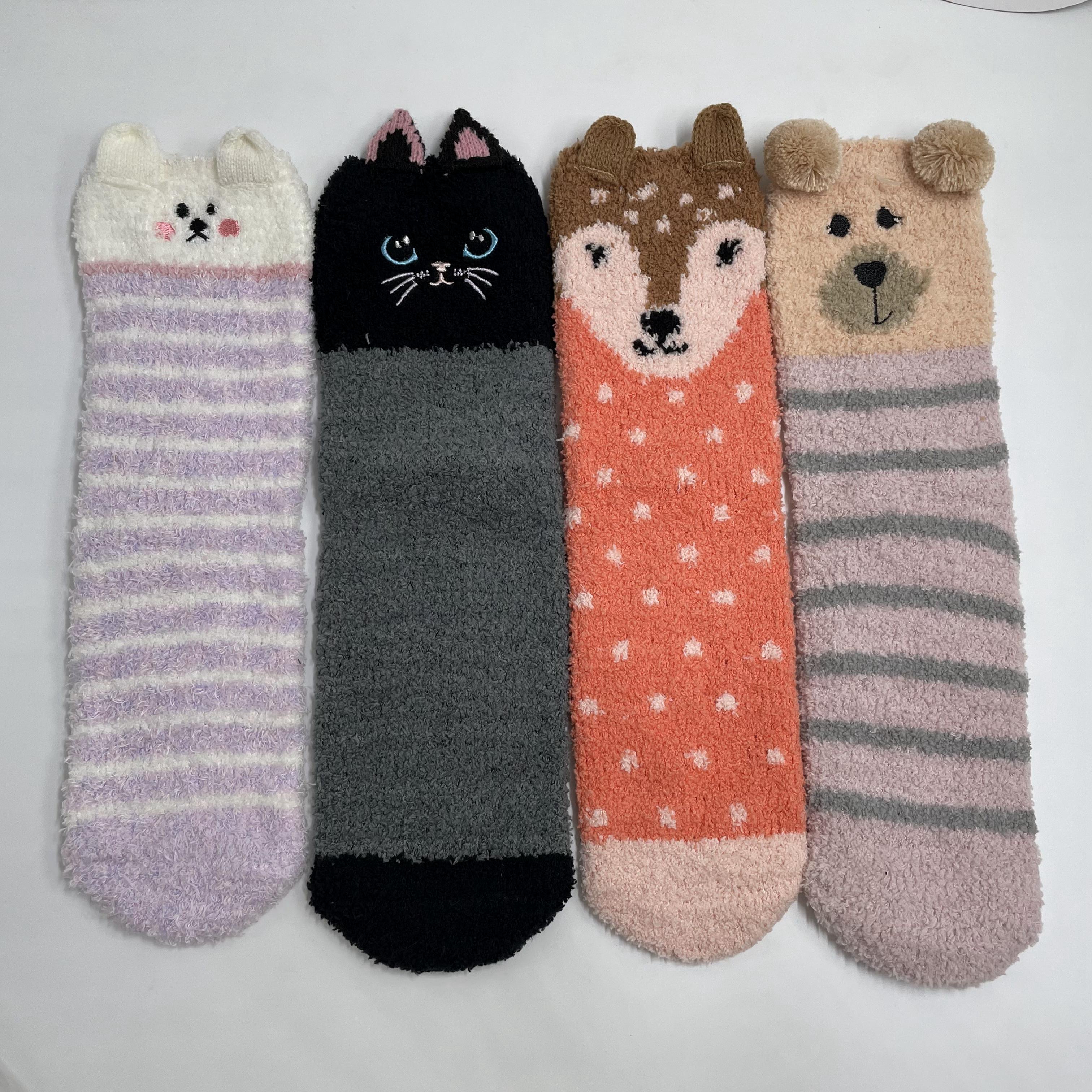 Wholesale cartoon microfiber cosy sock home sock non-slip indoor sock 3D Ear Series