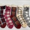 Wholesale sherpa thick cotton lining slipper socks Check series