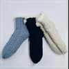 Wholesale cabled knitted double layer cotton fleece Sherpa socks adult indoor sock 