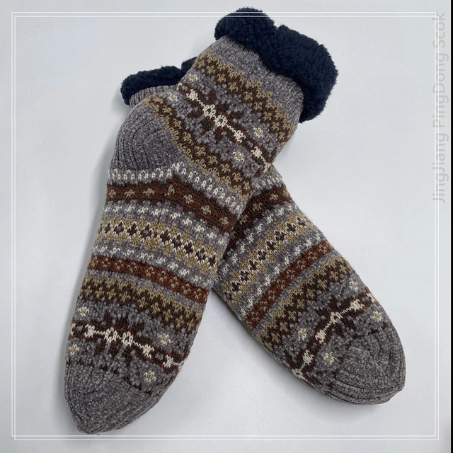 Wholesale chenille double layer cotton fleece Sherpa socks adult indoor sock 