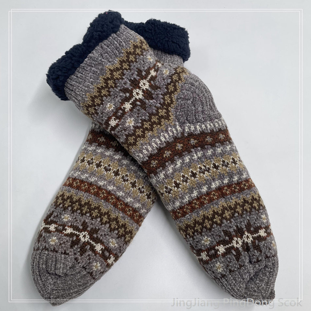 Wholesale chenille double layer cotton fleece Sherpa socks adult indoor sock 