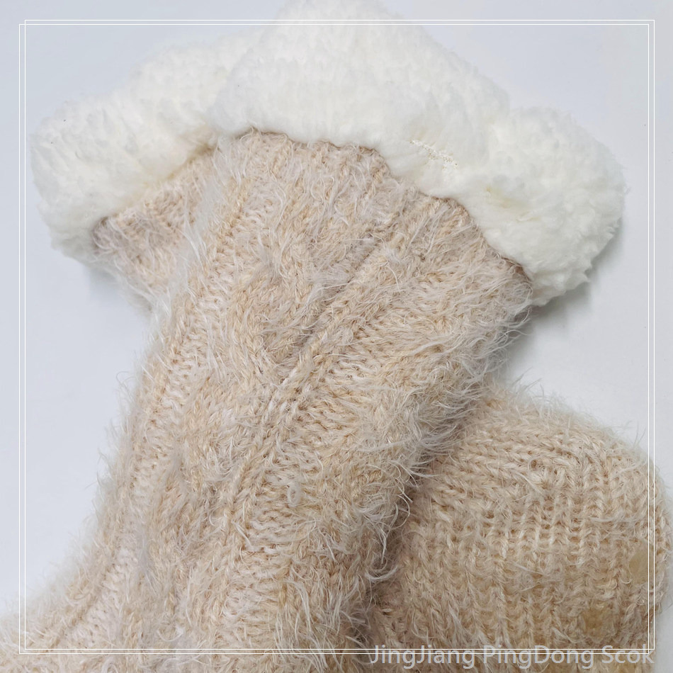 Wholesale long feather yarn Cotton fleece non - slip floor socks home sock cotton fleece socks stockings 
