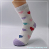 Wholesale hot sale long feather yarn double layer cosy sock heart design home sock fashion women