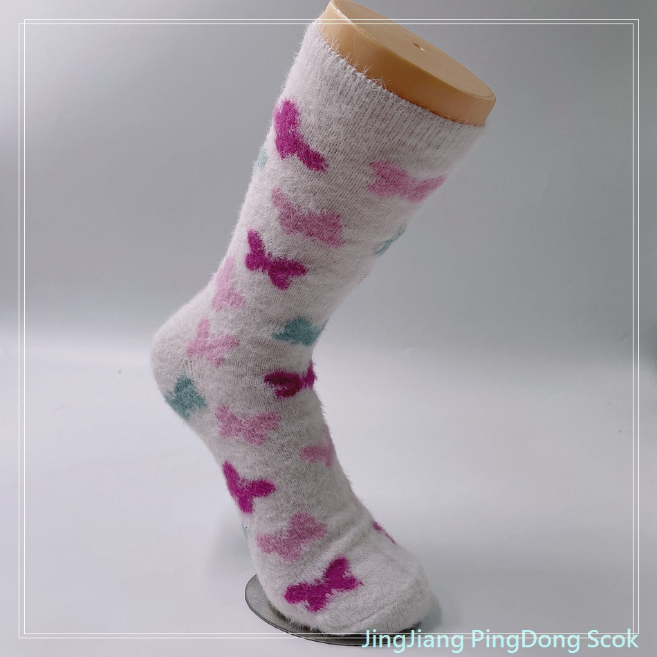 Wholesale hot sale long fleece cosy sock knitted cosy socks fashion warm women sock 