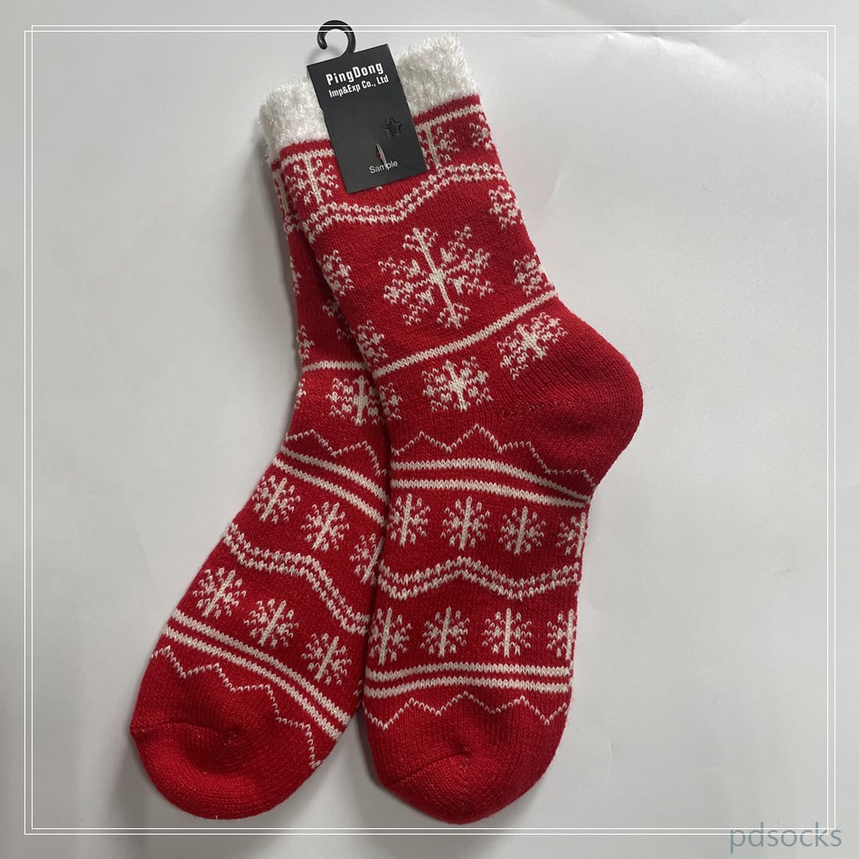 Wholesale double layer cosy sock feather yarn inside knitted home sock women home socks 