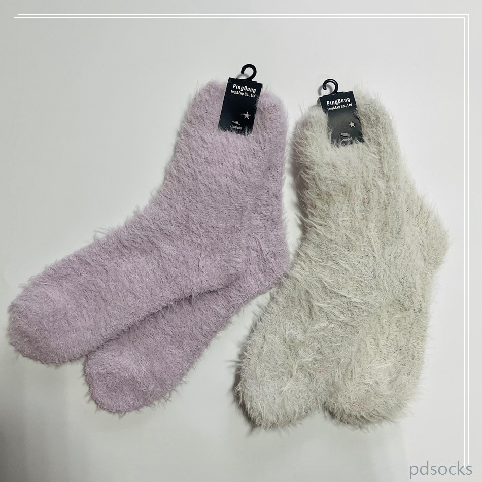Custom super soft brushed knit socks long feather yarn cosy sock women sock 