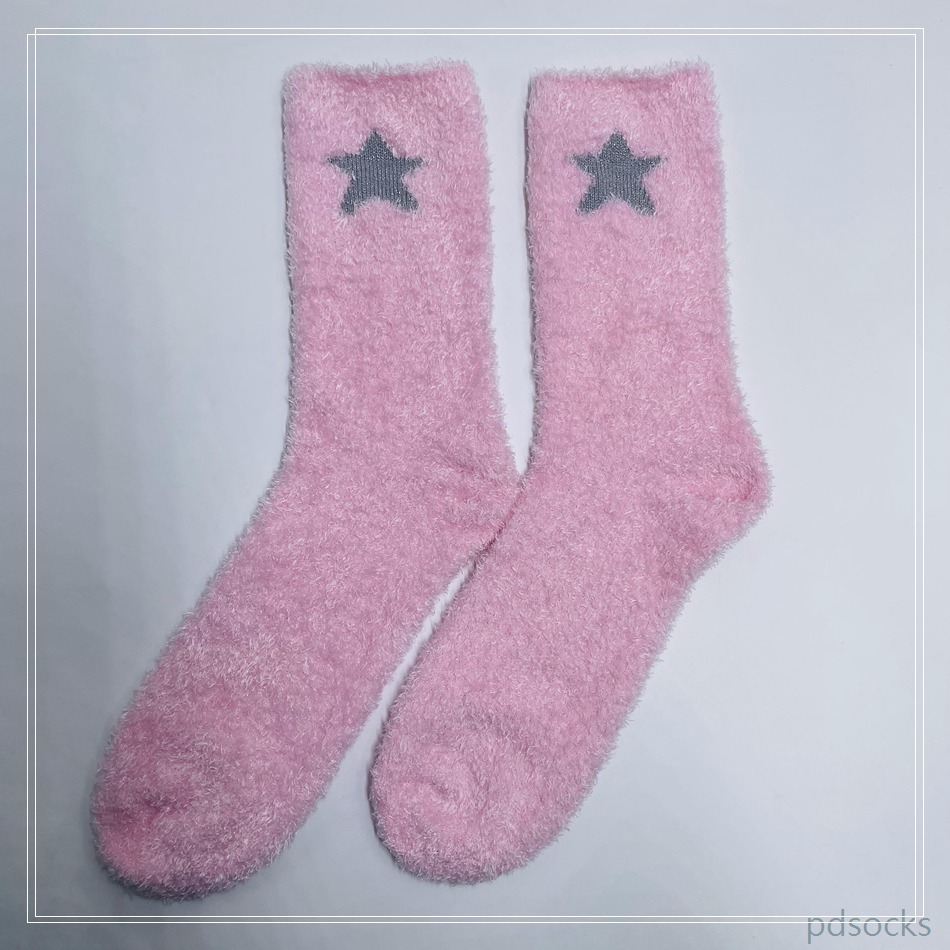 Wholesale women feather yarn star and moon cosy socks home socks 