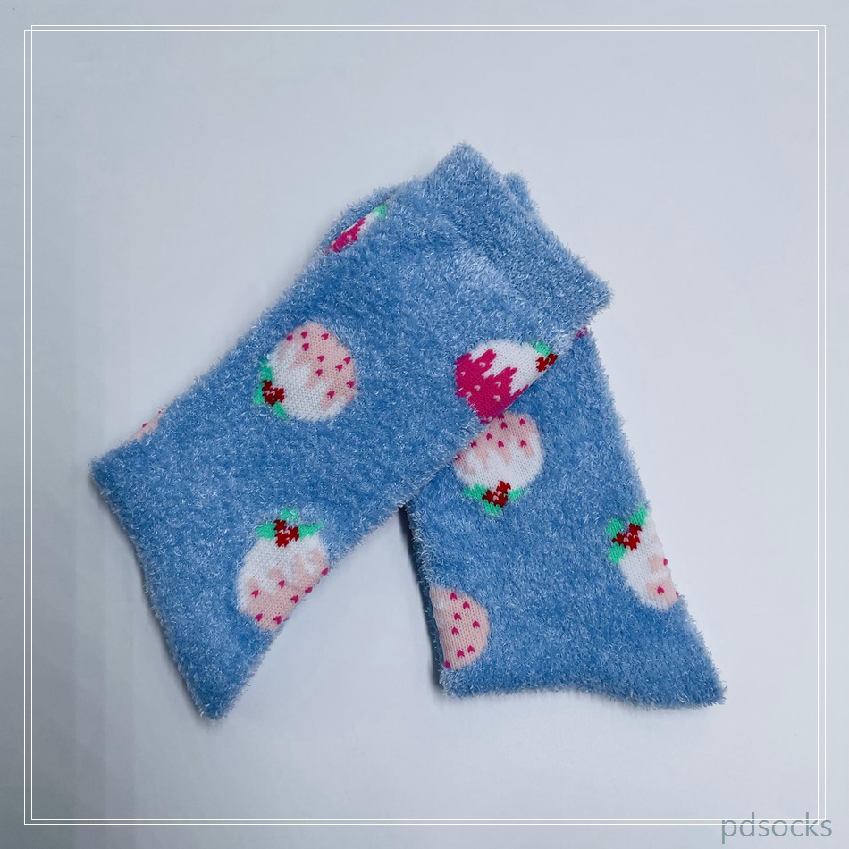 Wholesale long feather yarn Cosy Socks Home Socks fuzzy sock strawberry
