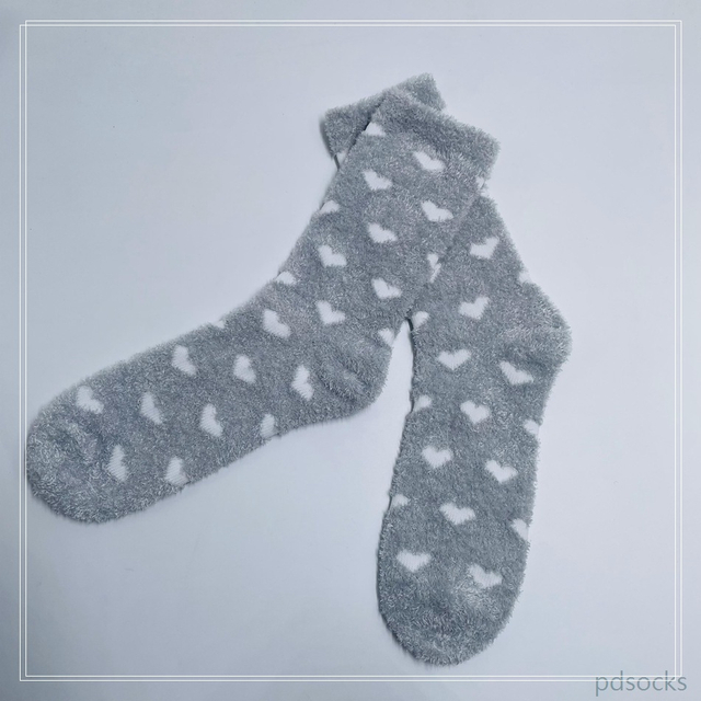 Wholesale long feather yarn Cosy Socks Home Socks fuzzy sock heart 
