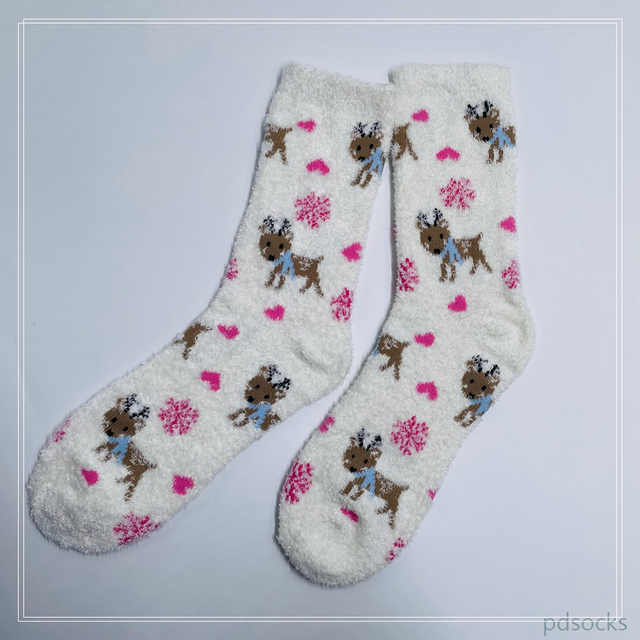 Wholesale long feather yarn Cosy Socks Home Socks fuzzy sock deer