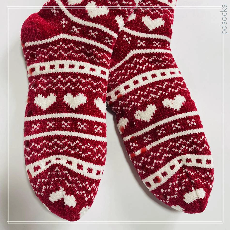Wholesale chenille yarn socks knitted home socks snowman Cosy Double Layer Floor Socks