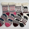 Wholesale sherpa thick cotton lining slipper socks mama bear series