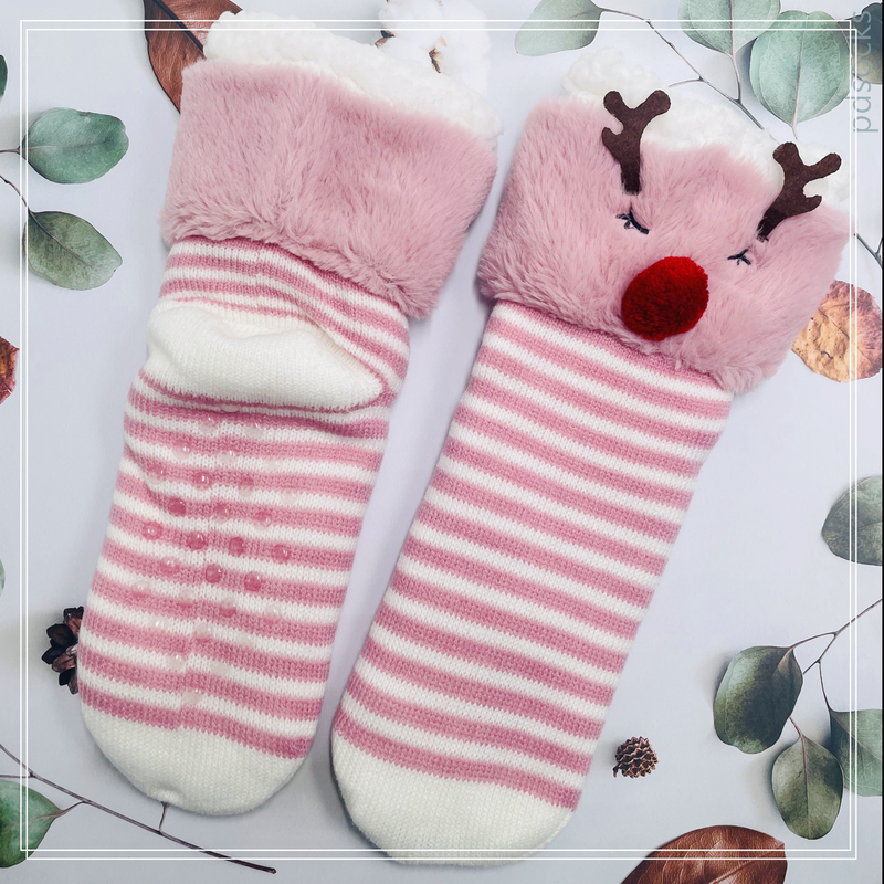 Wholesale sherpa thick cotton lining slipper socks Series with fringe 3D cartoon 