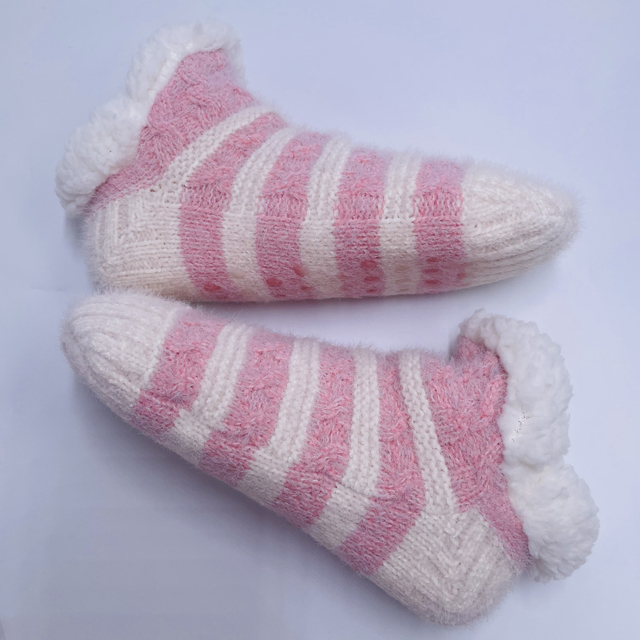Wholesale home shoes Slipper Sock feather yarn Non-slip Floor Socks Knitted Shoes women socks 