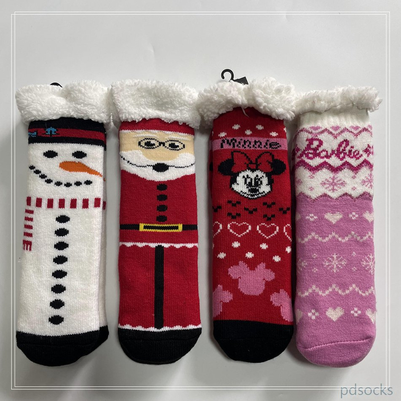 Wholesale cosy slipper socks knitted home socks snowman Cosy Double Layer Floor Socks Hot sale 