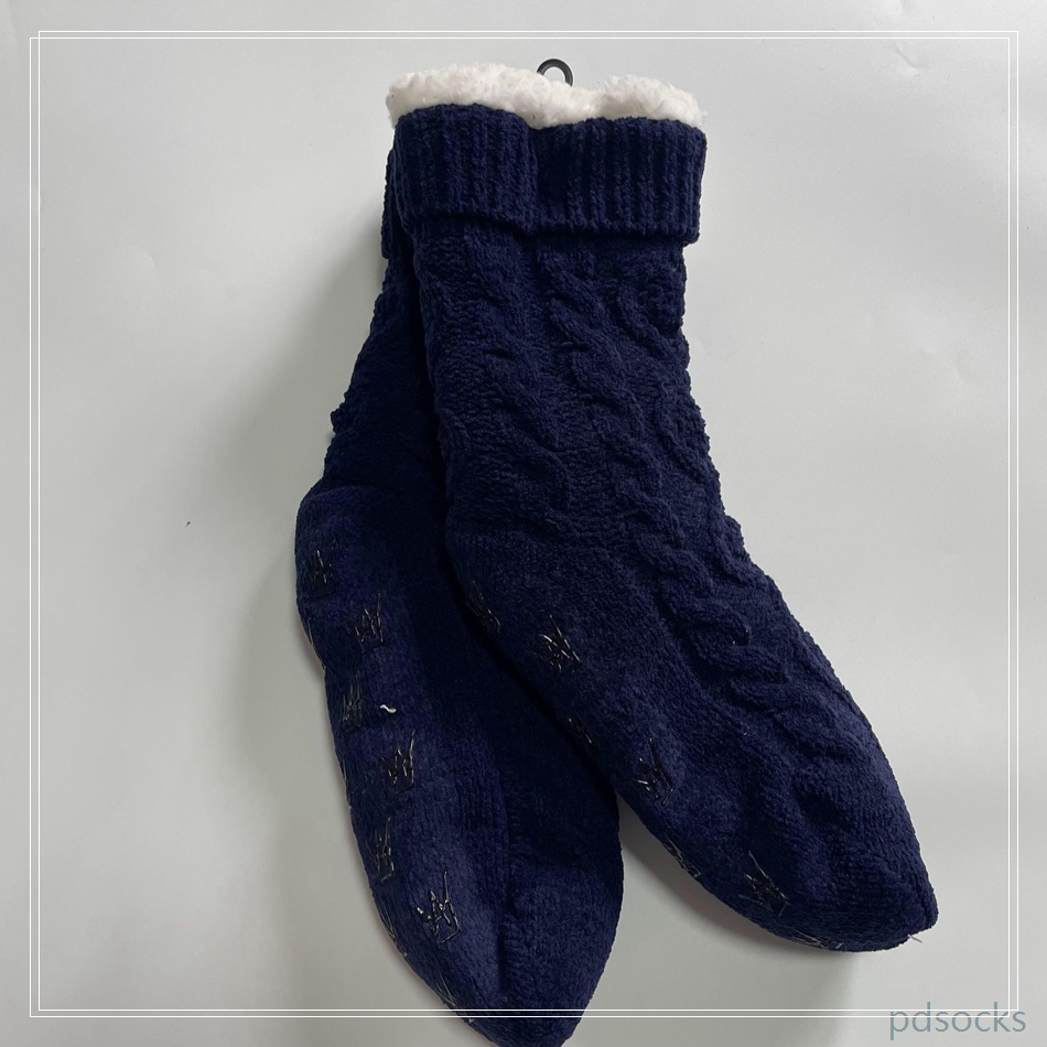 Wholesale chenille Knitted Slipper Home Socks Cosy Double Layer Thick Warm Sock cosy sock 
