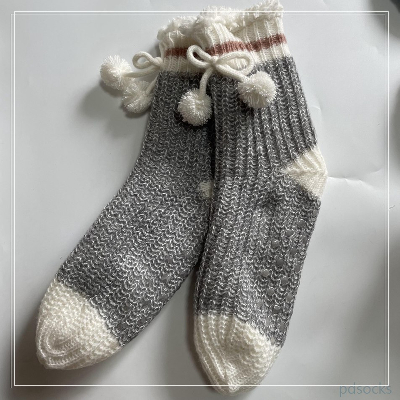 Wholesale hot sale fleece lining knitted home socks women sock 