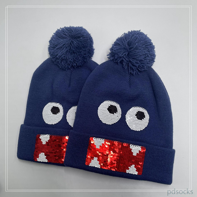 New warm kids cute knitted hat tuque cap accept custom 