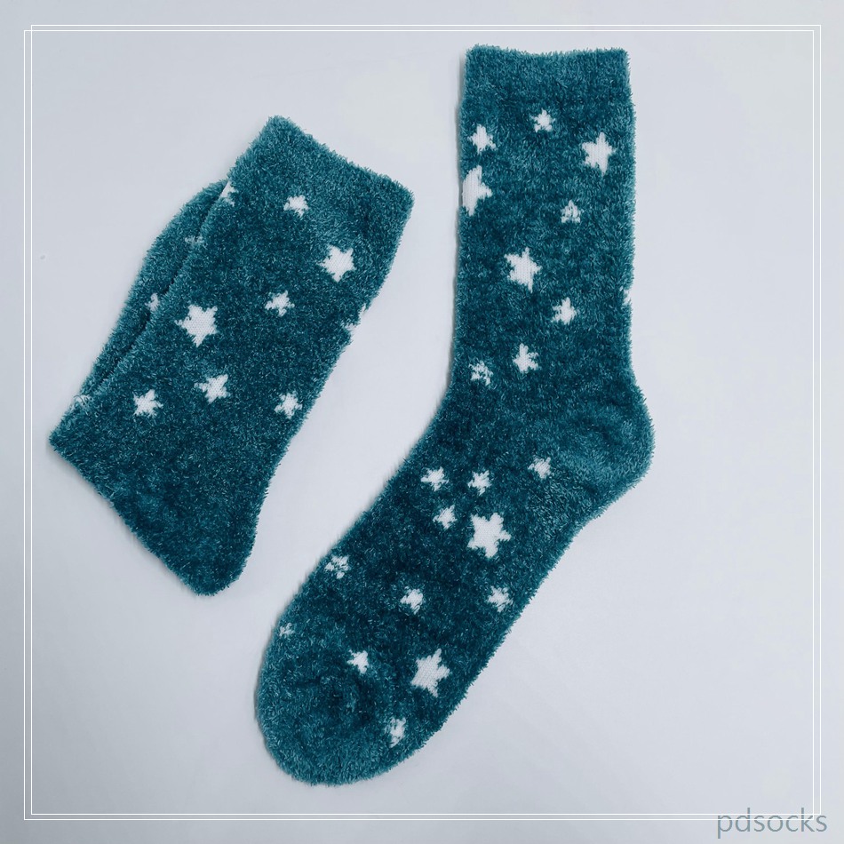 Wholesale women feather yarn cosy socks home socks fuzzy sock 