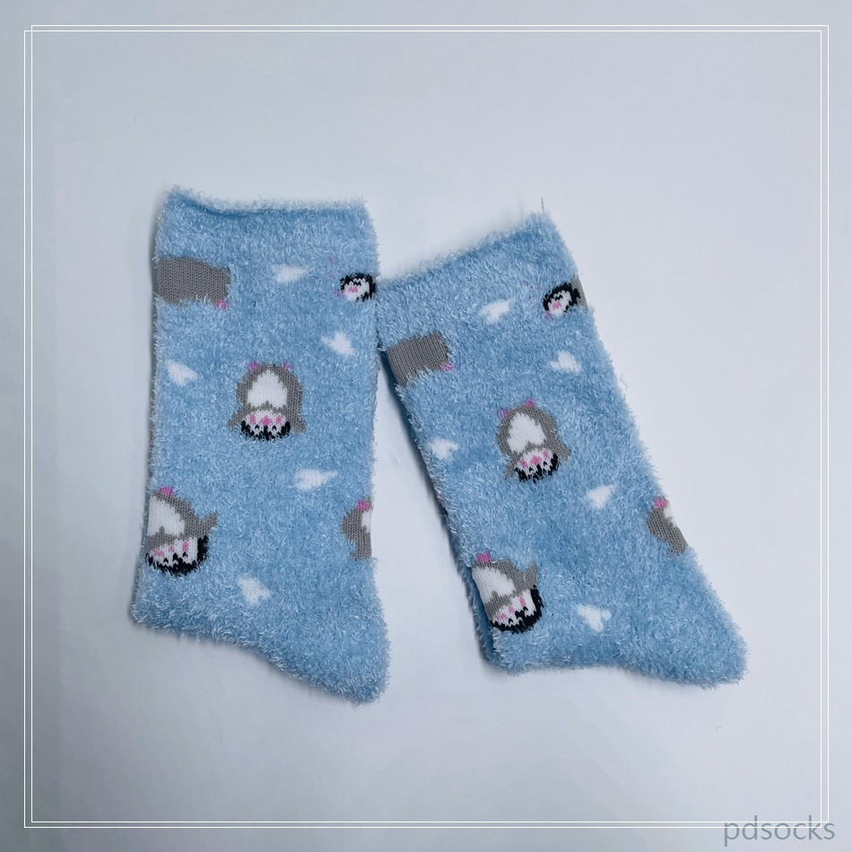 Wholesale long feather yarn Cosy Socks Home Socks fuzzy sock penguin