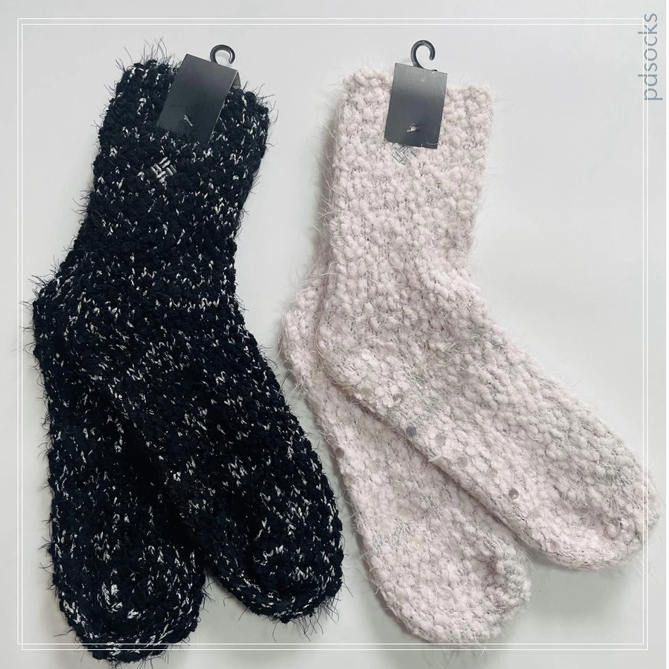 Wholesale popcorn and feather yarn knitted cosy socks thermal thick home socks floor cosy sock 