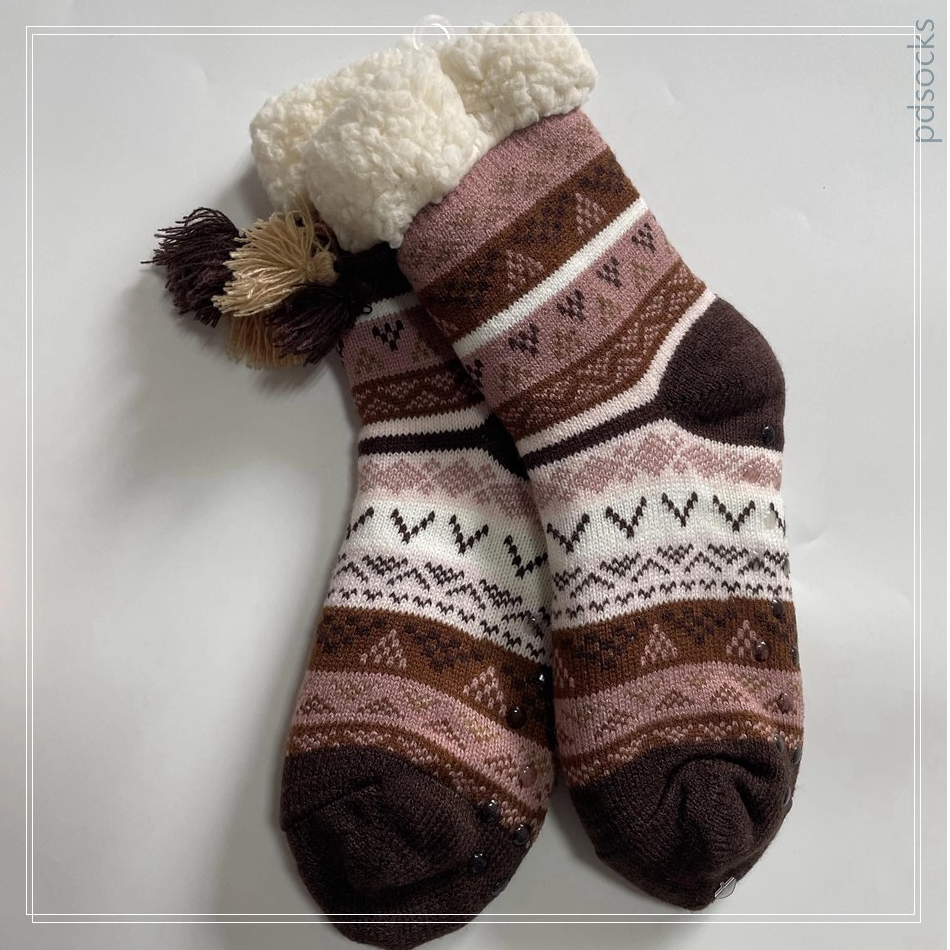 Wholesale hot sale knitted Sherpa sock kids home sock sleep knitted warm sock non-slipper floor socks