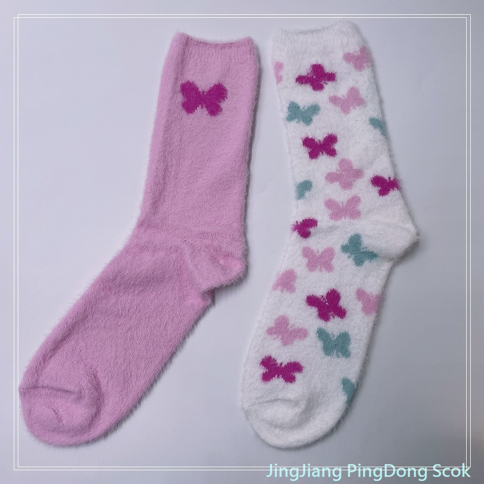 Wholesale hot sale long fleece cosy sock knitted cosy socks fashion warm women sock 