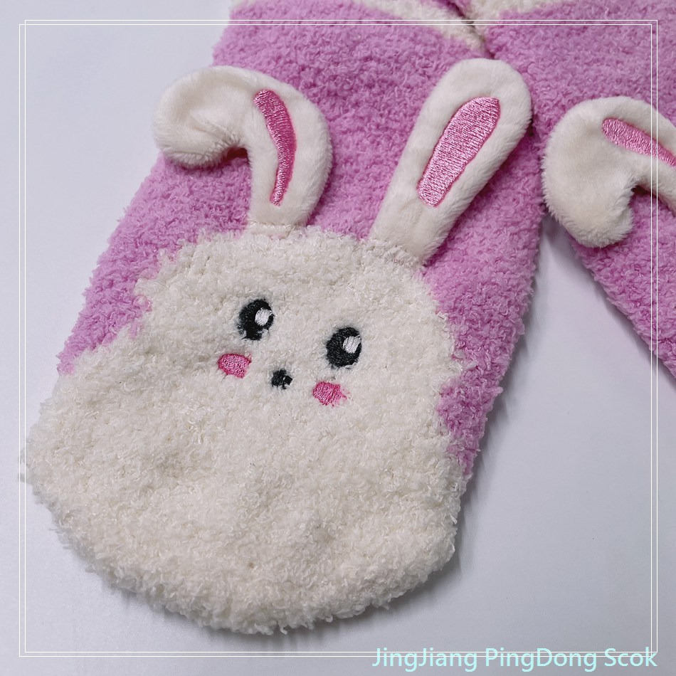 Wholesale hot sale mircrofiber cosy sock rabbit design home sock cute women kids socks 