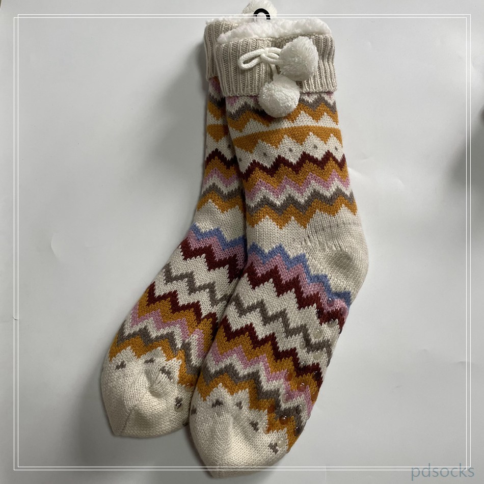 Wholesale fleece slipper socks knitted home socks snowman Cosy Double Layer Floor Socks