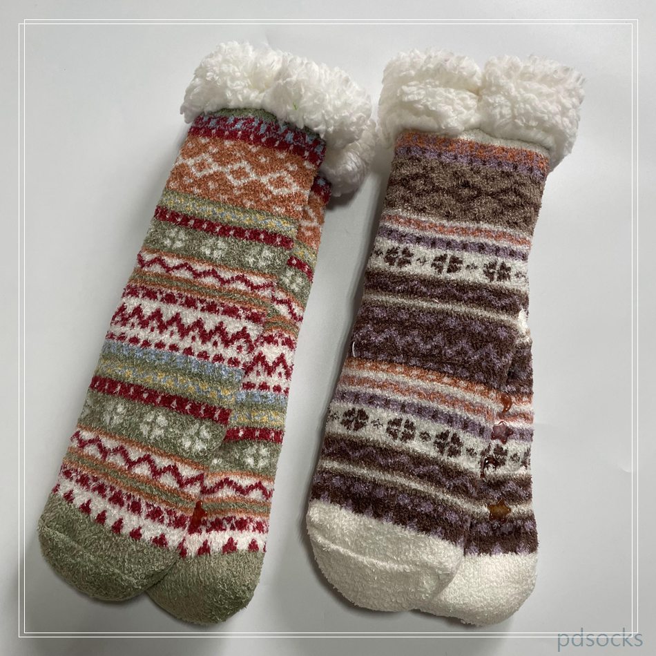 Wholesale thick winter home socks cosy knitted home socks snowman Cosy Double Layer Floor Socks Hot sale 