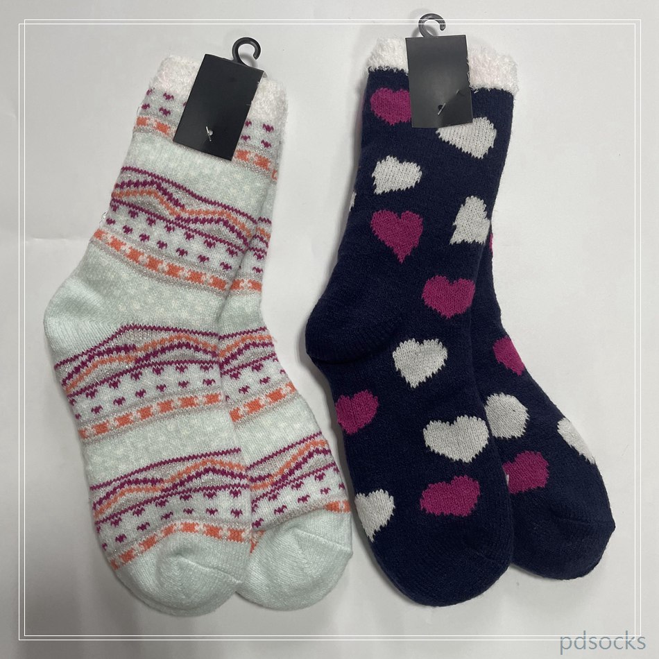 Custom and sell double knit thick socks home double layer indoor socks women socks 