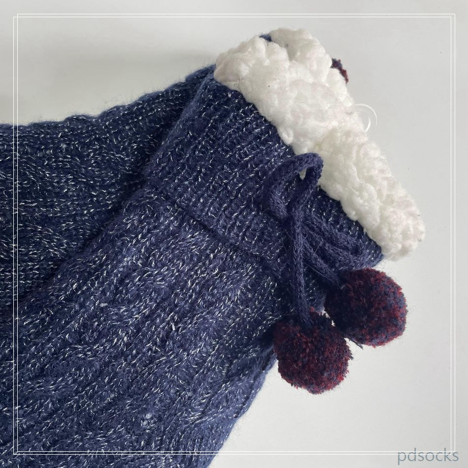Wholesale Knitted Slipper Home Socks Cosy Double Layer Thick Warm Sock blue 